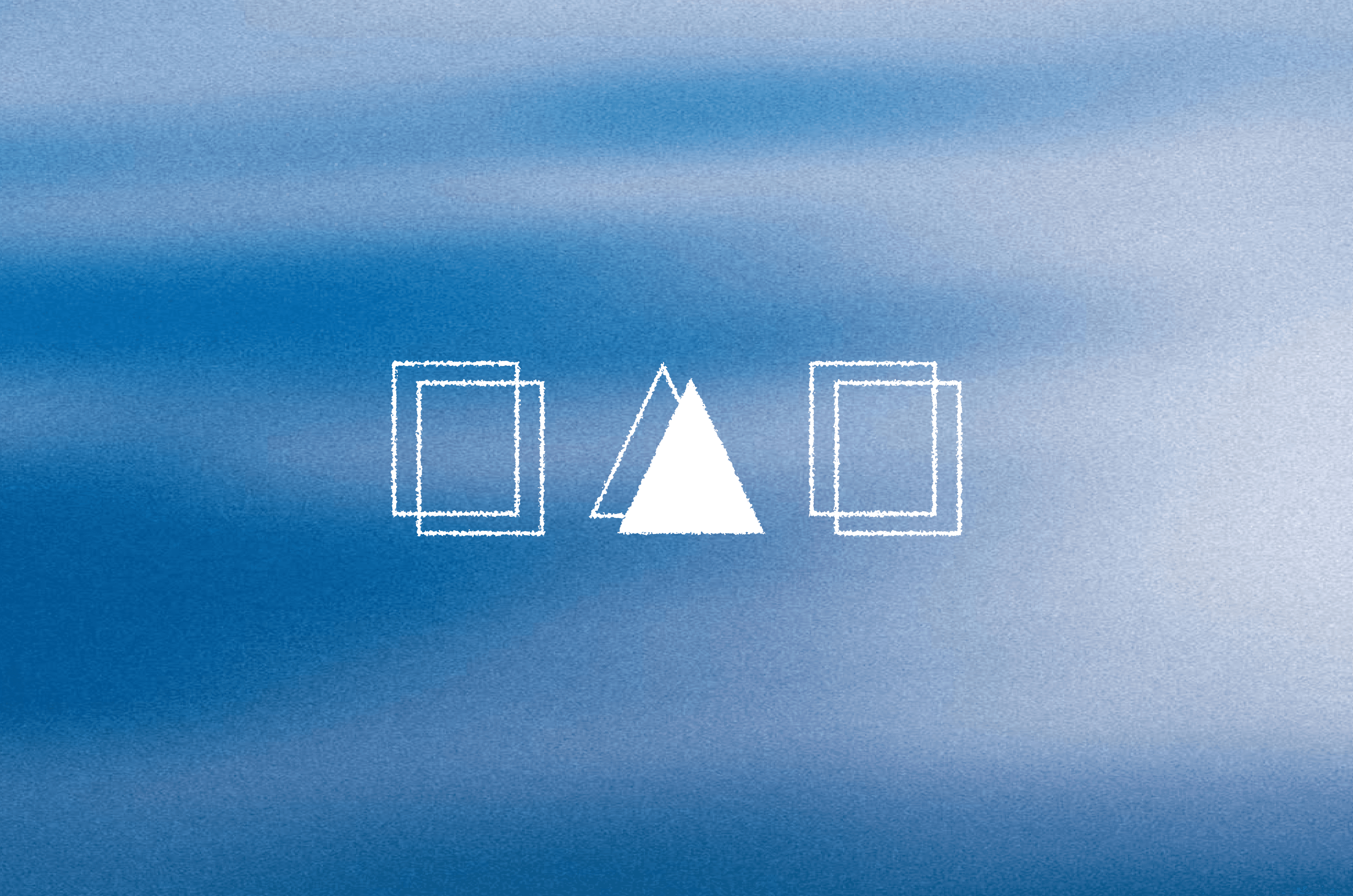Abstract blue illustration of overlapping document shapes and a solid triangle.